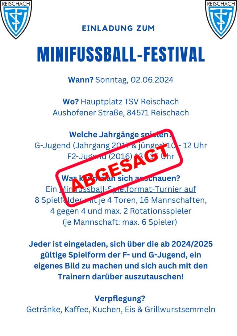 Absage Minifussball-Festival